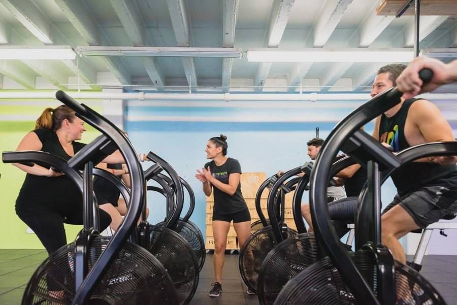 Air bikes ready on the Petworth Fitness floor